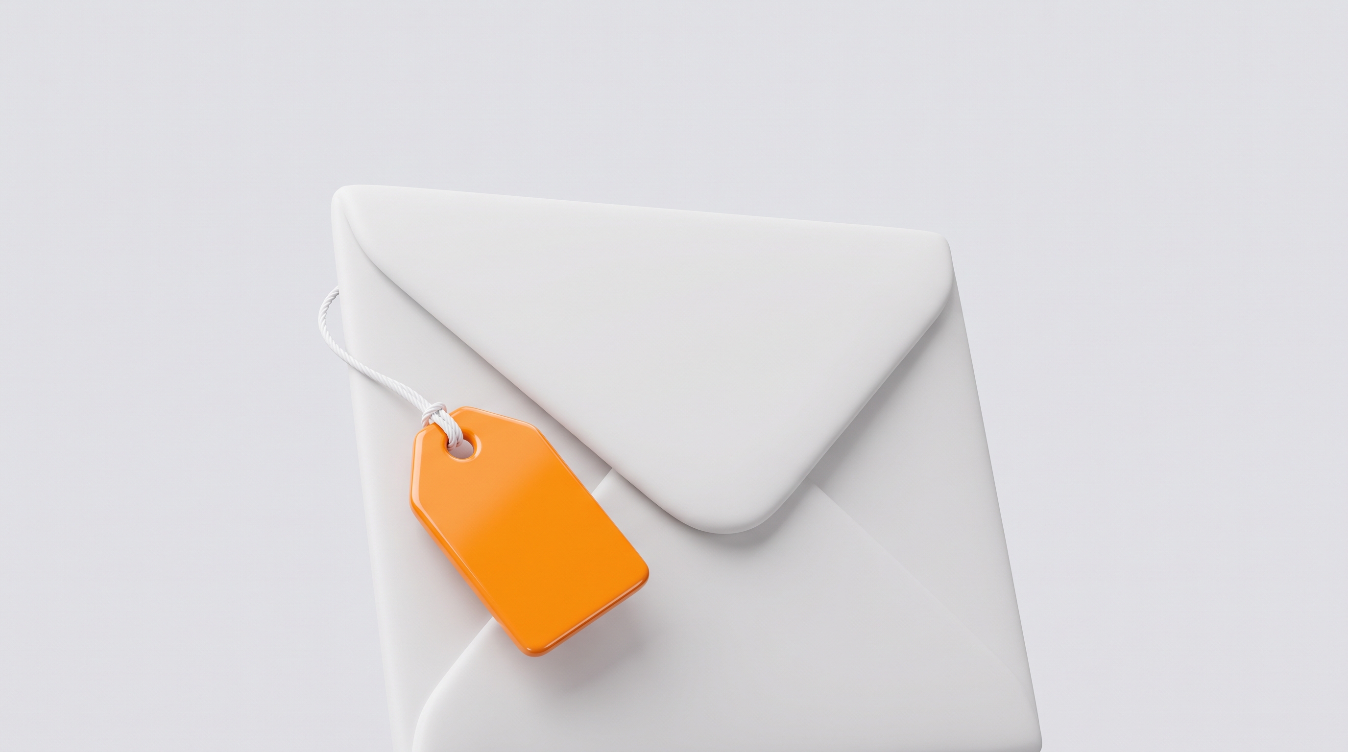 White envelope with an orange price tag